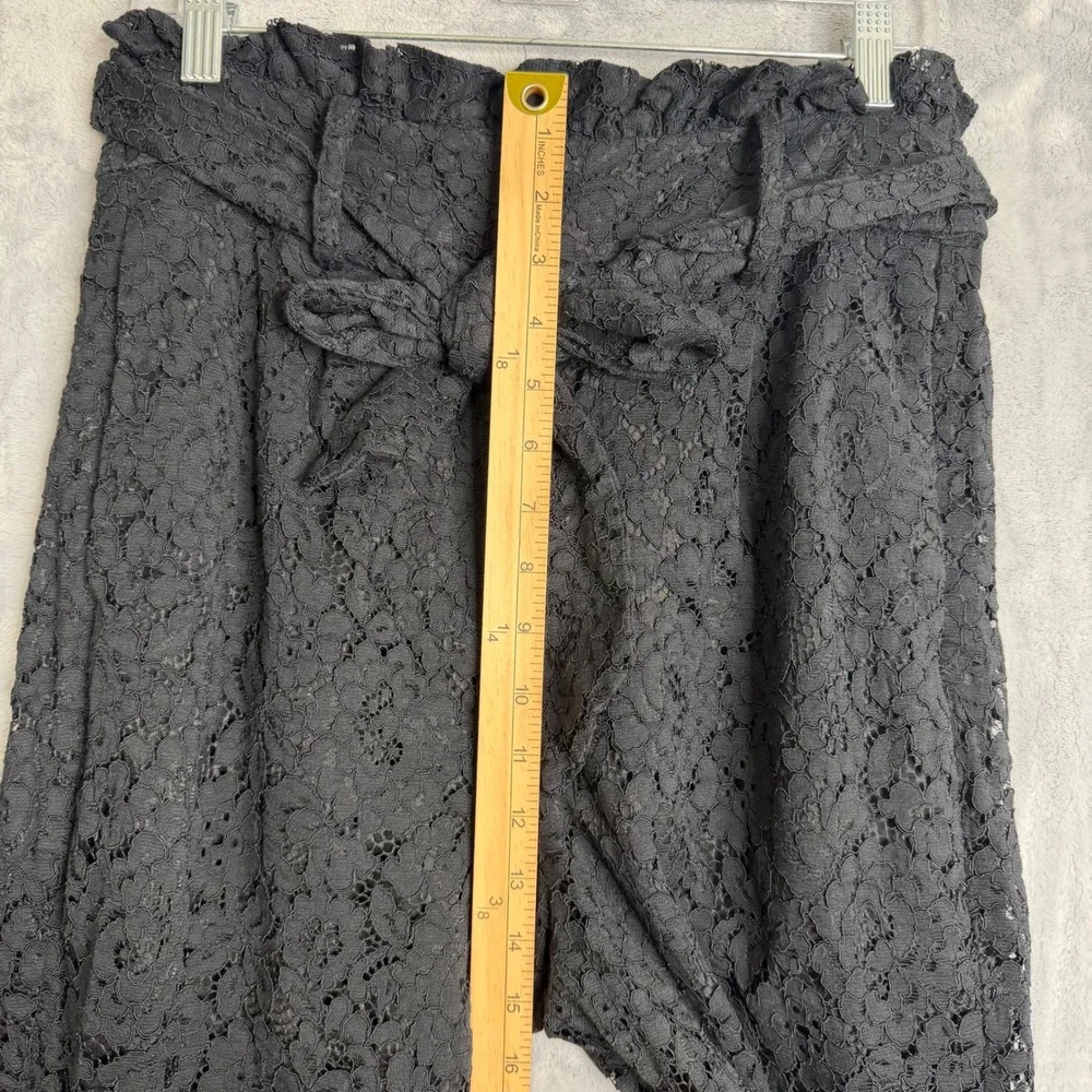 J. Crew Tapered Paper‎ Bag Pant In Lace Womens 8 P Black High Rise Straight Leg